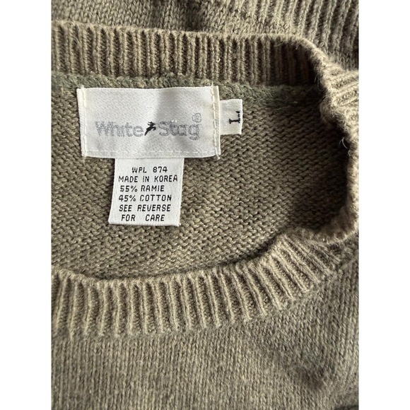 VTG White Stag Women Large Green Knit‎ Sweater Macrame Quirky GrannyCore Casual - Picture 4 of 7